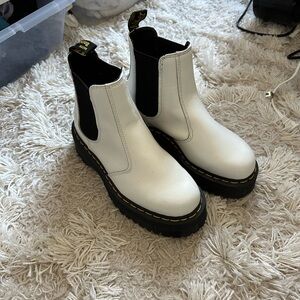 White Dr. Martens 2976 Quad Platform Chelsea Boot